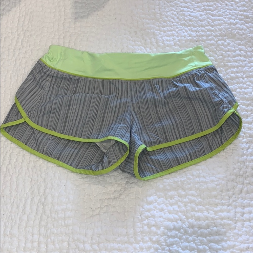gray and green lululemon athletic shorts